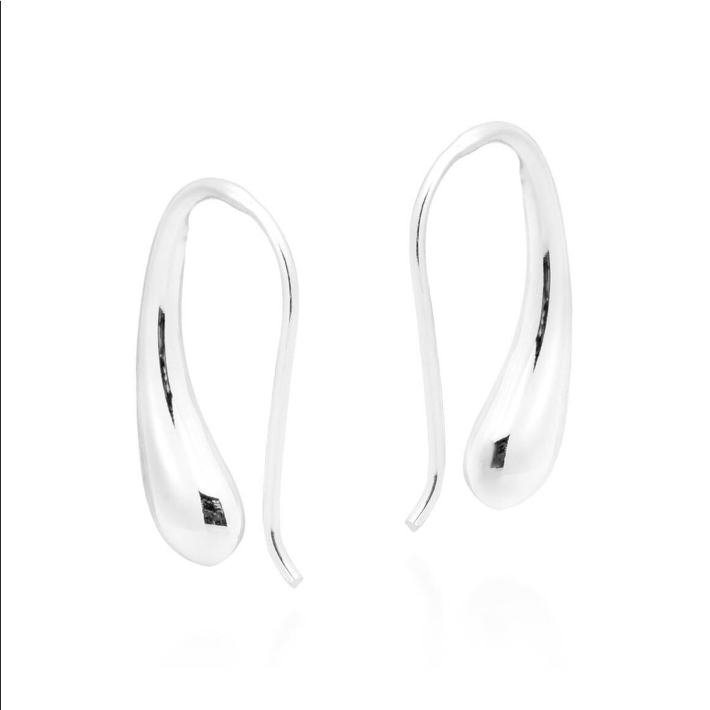 Artisan Water Drop Silver Hook Earrings